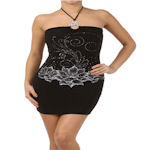 Black spaghetti strap ruffle
