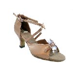Brown satin dance shoes